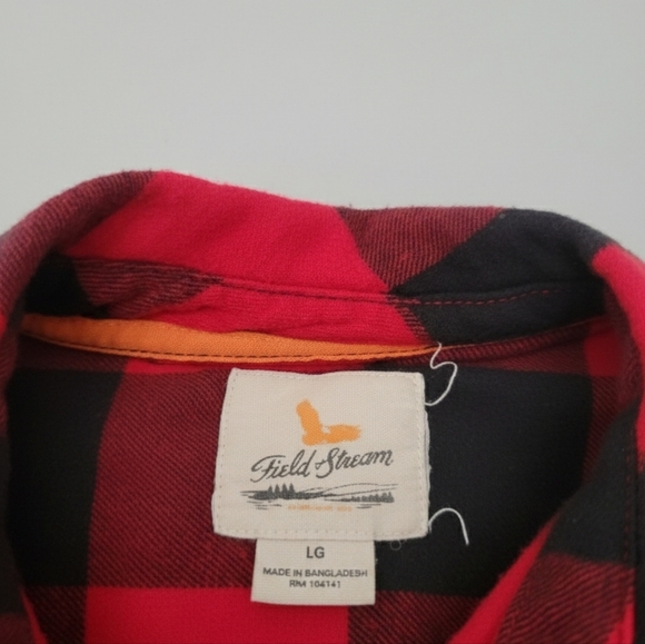 Field & Stream Red Black Buffalo Plaid Flannel Shirt Shacket Size Unisex LG - Picture 3 of 3